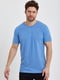 Базова бавовняна футболка світло-синього кольору | 6728766 | фото 3