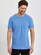 Базовая хлопковая футболка светло-синего цвета | 6728766 | фото 4