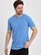 Базовая хлопковая футболка светло-синего цвета | 6728766 | фото 5