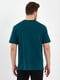 Бавовняна темно-зелена футболка з написом | 6728850 | фото 3