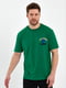 Бавовняна зелена футболка з аплікацією | 6728856 | фото 5