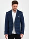 Синий клетчатый пиджак классического кроя с платком-паше | 6728894 | фото 6