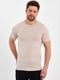 Хлопковая бежевая футболка с ребристой отделкой манжет и горловины | 6728943 | фото 6