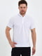 Біла футболка-поло з обрамленням на комірці і рукавах | 6729065