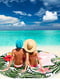 Пляжний різнокольоровий махровий рушник з бахромою та принтом “Тропічні квіти” (150 см)  | 6730745 | фото 2