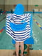 Дитячий махровий рушник з капюшоном Lovely Svi (76 х127 см) блакитного кольору в смужку з принтом “ Дельфін” | 6730748 | фото 5
