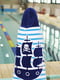 Дитячий махровий рушник з капюшоном Lovely Svi (76 х127 см) синього кольору в смужку з принтом “ Корабель” | 6730749 | фото 2