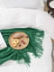 Плетений плед - покривало Lovely Svi зелений з бахромою (127x152 + 15 см)  | 6730784 | фото 5
