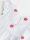 Біла сукня в смужку з принтом зі складками на талії та рюшами на плечах | 6735436 | фото 2
