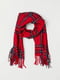 Червоний шарф в клітку з бахромою | 6735537 | фото 2