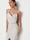 Світло-бежева довга сукня в білизняному стилі з асиметричним топом | 6735601 | фото 4