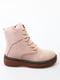 Рожеві зимові черевики на шнурівці | 6735615 | фото 2