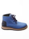 Шкіряні сині зимові черевики зі шнурівкою | 6735671 | фото 2