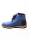 Шкіряні сині зимові черевики зі шнурівкою | 6735671 | фото 3