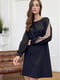 Чорна А-силуетна сукня з мереживним оздобленням та прозорими вставками на рукавах | 6735917