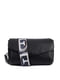 Черная кожаная сумка-клатч с текстильным ремешком | 6735741 | фото 4