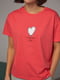 Коралловая футболка, украшенная сердцем из бисера и страз | 6736036 | фото 4