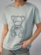 Трикотажна футболка кольору хакі з ведмедиком | 6736109 | фото 4