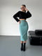 Элегентная юбка с боковыми разрезами бирюзовая | 6736395 | фото 3