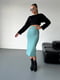 Элегентная юбка с боковыми разрезами бирюзовая | 6736395 | фото 4