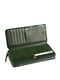 Кожаный зеленый кошелек-клатч на молнии с визитницей | 6736805 | фото 2