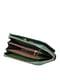Кожаный зеленый кошелек-клатч на молнии с визитницей | 6736805 | фото 3