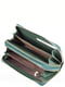 Кожаный зеленый кошелек-клатч на две молнии | 6736808 | фото 3