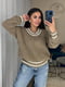 Пуловер в'язаний кольору хакі | 6737226 | фото 4