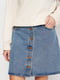 Короткая синяя юбка А-силуэта с 4-мя карманами | 6632608 | фото 4