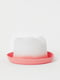Шляпа бело-розовая из плетеной бумажной соломки с ушками | 6685155