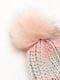 Шапка розовая крупной вязки с помпоном из искусственного меха | 6708767 | фото 2