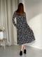 Чорна сукня А-силуету в квітковий принт з довгим рукавом | 6737736 | фото 5