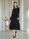 Чорна сукня А-силуету в квітковий принт з довгим рукавом | 6737738 | фото 3