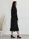 Чорна сукня А-силуету в квітковий принт з довгим рукавом | 6737742 | фото 2