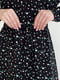 Чорна сукня А-силуету в квітковий принт з довгим рукавом | 6737742 | фото 6