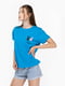 Синя бавовняна футболка з принтом | 6740412 | фото 4