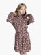 Сукня кавового кольору з квітковим  візерунком | 6744117 | фото 4