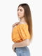 Укорочена помаранчева блуза в квітковий принт | 6745419 | фото 3