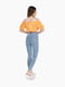 Укорочена помаранчева блуза в квітковий принт | 6745419 | фото 7