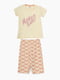 Піжама молочного кольору з принтом: футболка і капрі | 6737899 | фото 7