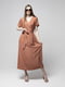 Теракотова сукня А-силуету з V-подібним вирізом горловини | 6747086 | фото 2