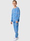 Піжама блакитна з принтом: лонгслів та штани | 6742709 | фото 2