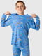 Піжама блакитна з принтом: лонгслів та штани | 6742709 | фото 6