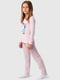 Піжама рожева з принтом: лонгслів та штани | 6747261 | фото 2