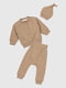 Утеплений бежевий костюм: штани, кофта, шапка) | 6739882