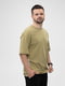 Бавовняна футболка кольору хакі з принтом | 6740229 | фото 4