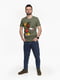 Бавовняна футболка кольору хакі з принтом | 6740820 | фото 3