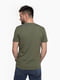 Бавовняна футболка кольору хакі з принтом | 6740820 | фото 2