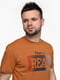 Бавовняна футболка гірчичного кольору з принтом | 6745787 | фото 2