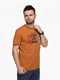 Бавовняна футболка гірчичного кольору з принтом | 6745787 | фото 3